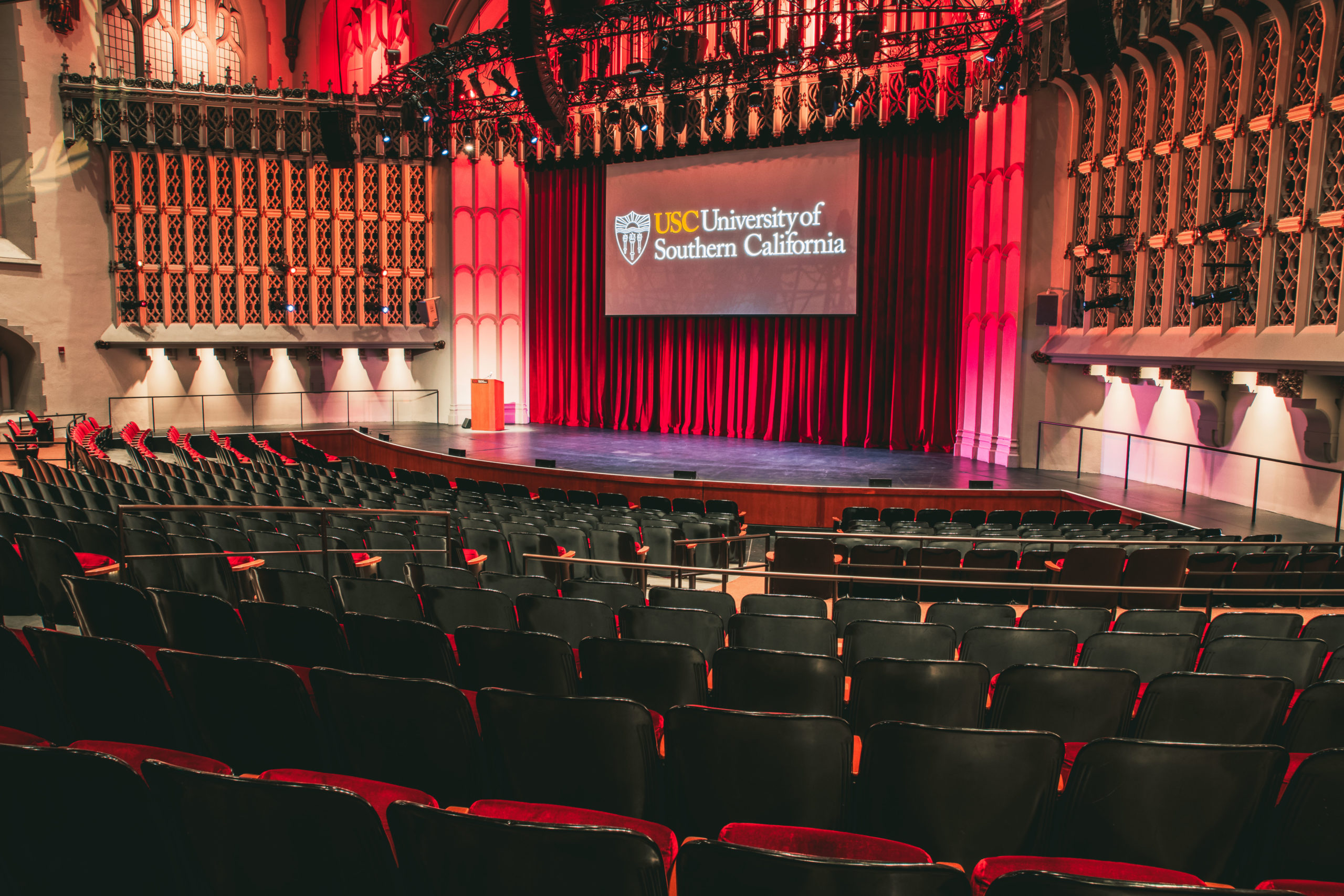 Stage view of Bovard Auditorium