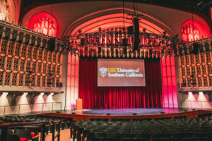 Bovard stage with screen down